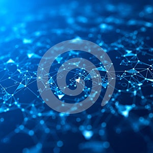 Network pattern, featuring interconnected nodes and lines on a blue