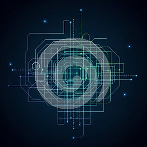 Network pattern of interconnected lines forming a digital brain like