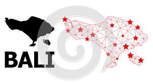 Network Polygonal Map of Bali Island with Red Stars