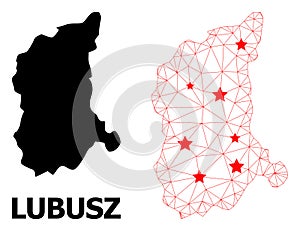 Network Polygonal Map of Lubusz Province with Red Stars