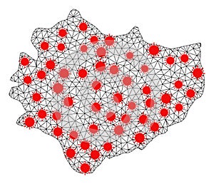 Network Polygonal Map of Swietokrzyskie Province with Red Infectious Items