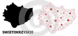 Network Polygonal Map of Swietokrzyskie Province with Red Stars