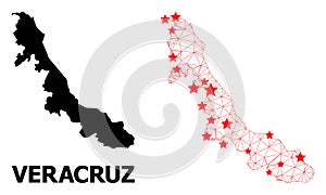 Network Polygonal Map of Veracruz State with Red Stars photo