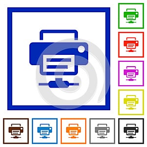 Network printer flat framed icons
