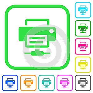 Network printer vivid colored flat icons