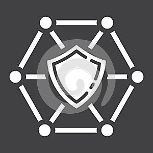 Network protection glyph icon, seo and development