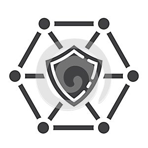 Network protection glyph icon, seo and development