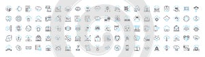 Network protection vector line icons set. Firewall, Antivirus, Encryption, Intrusion, Detection, Prevention