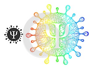 Network Psi Covid Virus Mesh Icon with Spectrum Gradient