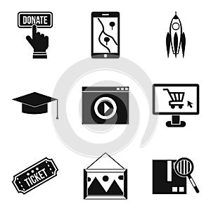 Network resources icons set, simple style