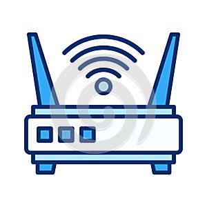 Network Router Flat Colored Icon for Internet and Wireless Connection System