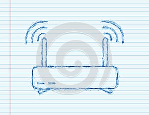 Network Router sketch icon. Wifi router, wireless broadband modem. Communication Access Network. Vector stock