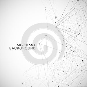 Network science polygonal triangle. Geometric wallpaper line. Shape data atom graphic