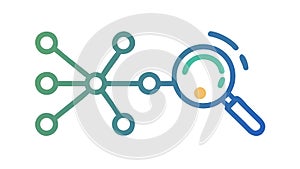 Network Search Icon, Connected Data Discovery, vector design Generative AI