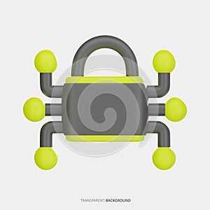 Network Security 3D Illustration Transparent Background