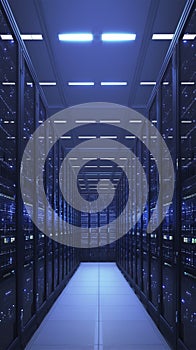 Network security Computer racks in a high tech data center