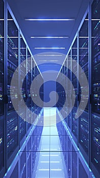 Network security Computer racks in a high tech data center