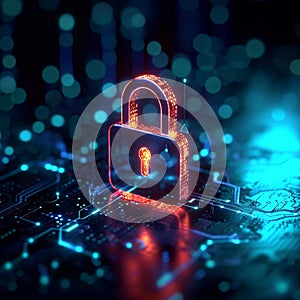 Network security Digital key and lock protect against cyber threats