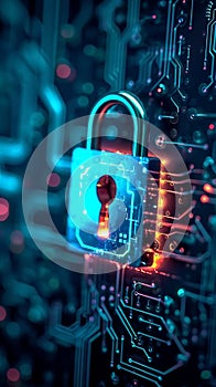 Network security Digital key and lock protect against cyber threats