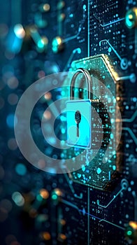 Network security Digital key and lock protect against cyber threats