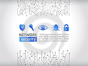 Network security icons. High-tech technology background texture