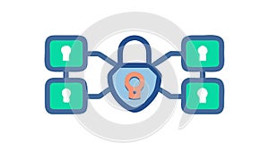 Network Security Lock Icon, Data Protection Digital Safety, vector design Generative AI
