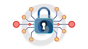 Network Security Padlock - Digital Data Protection, vector design Generative AI