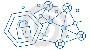 Network Security with Padlock, Protecting Digital Data and Information, vector design Generative AI
