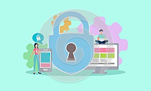 Network Security Tiny People Character Concept Vector Illustration