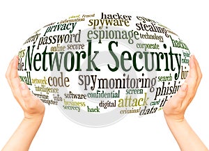 Network Security word cloud hand sphere concept