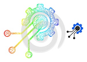 Network Sensor Cog Web Mesh Icon with Spectral Gradient