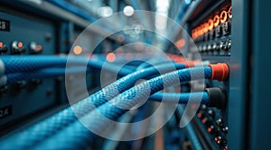 Network Server Cables and Equipment Close-up