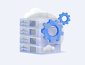 Network server, cloud storage, database backup icon. Remote server service, hosting datacenter, compute and connection