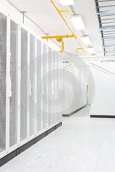 Network server room with computers for digital tv ip communications and internet
