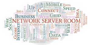 Network Server Room word cloud.