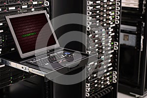Network servers in a data center background IT business