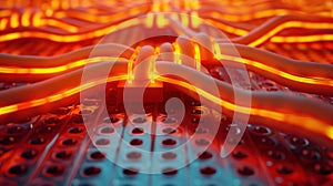 Network of servers data centers connected by fiber optic cables, representing cloud computing tech data storage