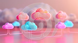 Network of servers data centers connected by fiber optic cables, representing cloud computing tech data storage