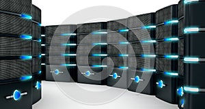 Network servers isolated on white background. 3D illustration