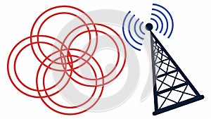 Network Signal Antenna with Wireless Waves, vector design Generative AI