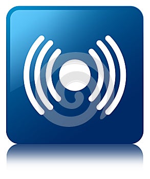 Network signal icon blue square button