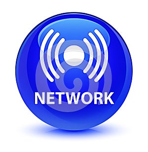Network (signal icon) glassy blue round button