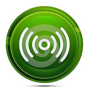 Network signal icon glassy green round button illustration