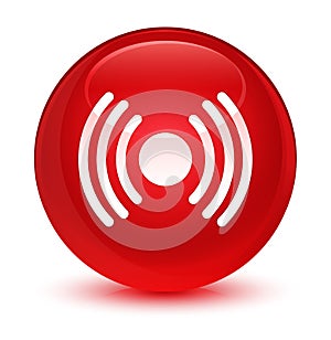 Network signal icon glassy red round button