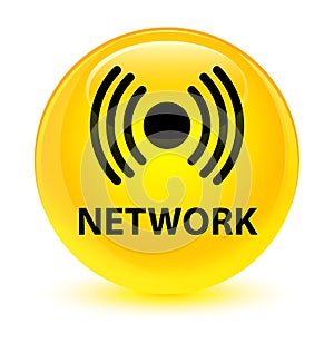 Network (signal icon) glassy yellow round button