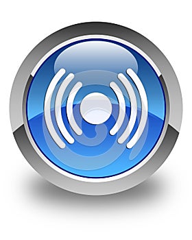 Network signal icon glossy blue round button