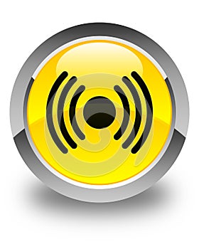 Network signal icon glossy yellow round button