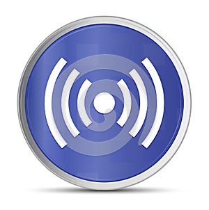 Network signal icon prime blue round button vector illustration design silver frame push button