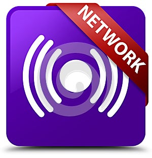 Network (signal icon) purple square button red ribbon in corner