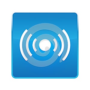 Network signal icon shiny blue square button